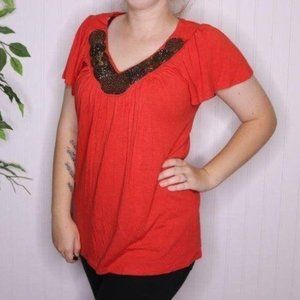 Apt. 9 Short Sleeve Embellished Blouse